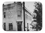First Permanent Post Office - the first permanent post office was built by O.C. Schulze in 1908 on a property he purchased to clean up the barbary coast. Corner of B st. and First, the library would be built east of it in 1911. Note the tin building, far left; ,many a basketball game, dance or other social function was held here until the high school gym was built in 1925. Currently this building houses Don Miller and Associates and KT's HotDogs.