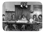 Easter Star, Golden Rod Chapter, Monthly Cancer Wrap - Meeting. Ltor, Roberta Barker, Bernice Brown, Elda Rohwer, Sadye Peterson, Margaret Duncan, Olive Wiggins, Circa 1960